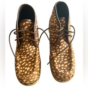 Re/Done Calf Hair Lace-Up Boots Spotted Bambi Print Women’s US 11